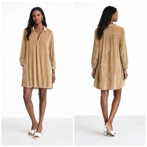 CP Shades Velvet Halle Tunic Mini Dress Deep V Neck Oversized Pullover Size S​​​